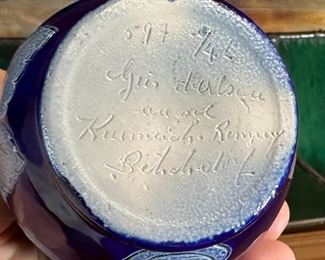 Hubert Krumeich Remmy Oberbetschdorf Alsace France Cobalt Blue Small Pottery	4.75 inches tall.	
