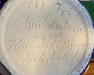 Hubert Krumeich Remmy Oberbetschdorf Alsace France Cobalt Blue Small Pottery	4.75 inches tall.	
Hubert Krumeich Remmy Oberbetschdorf Alsace France Cobalt Blue Small Pottery	4.75 inches tall.	
