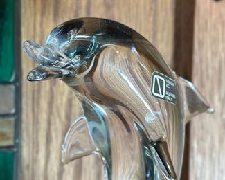 V Nason & C Murano Glass Dolphin on Ball Figurine Italy	9.75 inches high.	
