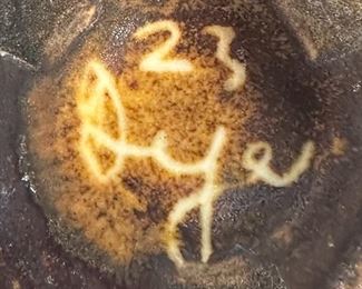 Signed MCM 3 Spout Art Vase Ceramics Pottery OYE	4.5 inches high.	
