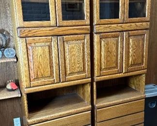 Oak Tree Furniture 2pc Oak Bookshelf Cabinets PAIR	Each: 76 x 26 x 19in	HxWxD
