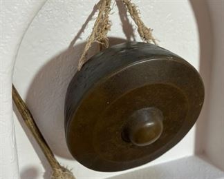 Bronze Balinese Gong & Mallet	4.5 x 8.75in diameter.	
