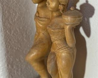 Balinese Carved Wood Sculpture 2 girls	9.5 inches high.	
