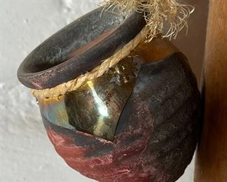 Mexican Rope Clay Pottery Hanging	22 inches long	
