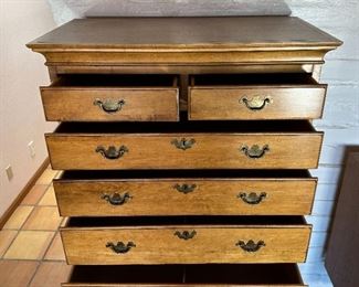 Ethan Allen Maple Highboy Chest of Drawers Queen Anne 1776 Collection	69 x 37 x 21in	HxWxD
