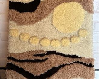 Vintage MCM Shag Wall Hanging Art Latch Hook	58 x 34.5in	
