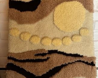 Vintage MCM Shag Wall Hanging Art Latch Hook	58 x 34.5in	
