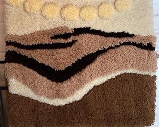 Vintage MCM Shag Wall Hanging Art Latch Hook	58 x 34.5in	
