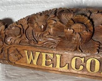 Hand Carved Wood Welcome Sign	5 x 16 x 2in	
