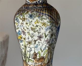 Hand Painted Portuguese Pottery Vase	10 x 3.75in diameter at opening.	
