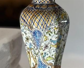 Hand Painted Portuguese Pottery Vase	10 x 3.75in diameter at opening.	
