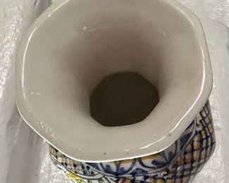 Hand Painted Portuguese Pottery Vase	10 x 3.75in diameter at opening.	
