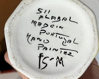 Hand Painted Portuguese Pottery Vase	10 x 3.75in diameter at opening.	
