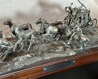 Rare Gordon Phillips The Holdup of the Overland Stage Coach Pewter Sculpture Western Limited Edition	6x24x8in	HxWxD
