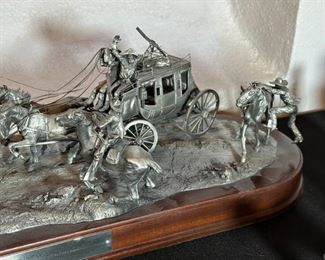 Rare Gordon Phillips The Holdup of the Overland Stage Coach Pewter Sculpture Western Limited Edition	6x24x8in	HxWxD
