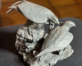 Peregrine Falcons Gilroy Roberts Pewter Sculpture Statue Franklin Mint	4.5 inches high.	
