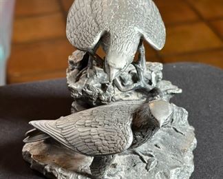 Peregrine Falcons Gilroy Roberts Pewter Sculpture Statue Franklin Mint	4.5 inches high.	
