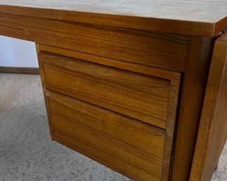 Danish Modern Teak Desk G.V. Gasvig Desk	Table top dimensions without Leaf 48 in x 24 in. With Leaf 64 in x 24 in desk, height, 28.25 inches, 49.25 inches long 24.25 inches deep.	
