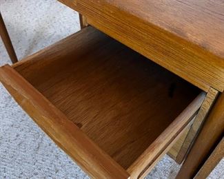 Danish Modern Teak Desk G.V. Gasvig Desk	Table top dimensions without Leaf 48 in x 24 in. With Leaf 64 in x 24 in desk, height, 28.25 inches, 49.25 inches long 24.25 inches deep.	

