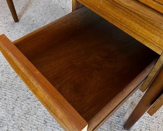 Danish Modern Teak Desk G.V. Gasvig Desk	Table top dimensions without Leaf 48 in x 24 in. With Leaf 64 in x 24 in desk, height, 28.25 inches, 49.25 inches long 24.25 inches deep.	
