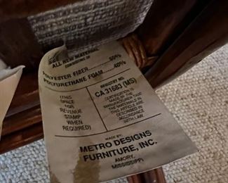 "Vintage Bamboo Rattan Peacock Chair #1 Metro Designs  "	45x27x26in 	HxWxD
