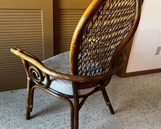 "Vintage Bamboo Rattan Peacock Chair #2 Metro Designs  "	45x27x26in 	HxWxD
