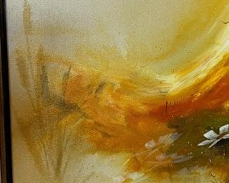 Original Art  Don Chase Summer Flowers MCM Painting 	Frame: 31.2 5 x 25in	
