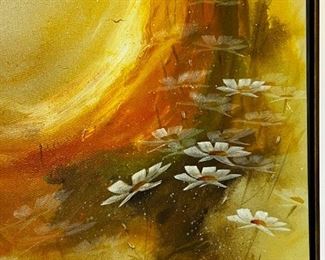 Original Art  Don Chase Summer Flowers MCM Painting 	Frame: 31.2 5 x 25in	
