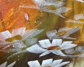 Original Art  Don Chase Summer Flowers MCM Painting 	Frame: 31.2 5 x 25in	
