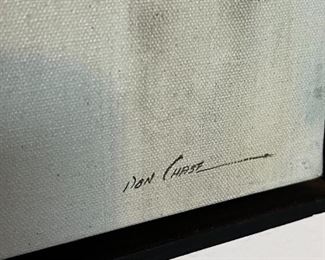 Original Art  Don Chase Lake Side MCM Painting 	Frame: 31.25 x 31.25in	
