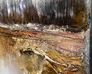 Original Art  Don Chase Beach Cove MCM Painting 	Frame: 31.25 x 31.25in	
