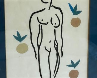 Vintage Henri Matisse Lithograph VERVE - NU AUX ORANGES Framed Art Litho  Frame: 16.25 x 12.25in	
