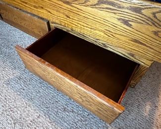 Oak tree furniture, solid oak bed, California king & spring air, back support mattress	headboard height 47 inches tall bed length 86.5 inches total bed with 74 inches bed height 25.5 inches.	
