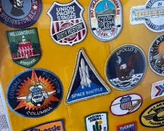 Rare NASA Framed patch collection Railroad, Apollo 24 patches #1	Frame size 21 in x 16 in	
