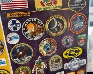 Rare NASA Framed patch collection Railroad, Apollo 24 patches #2	Frame size 21 in x 16 in	
