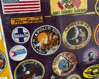 Rare NASA Framed patch collection Railroad, Apollo 24 patches #2	Frame size 21 in x 16 in	
