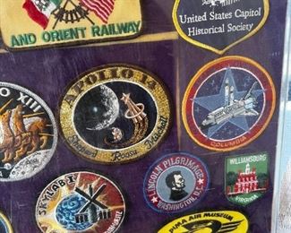 Rare NASA Framed patch collection Railroad, Apollo 24 patches #2	Frame size 21 in x 16 in	
