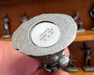 Franklin Mint Fighting Men of America Pewter Figurines w/ wooden wall display Lot of 50	Average figure height 2 inches 50 figures wooden shelf measurements 15 in x 20 in	
