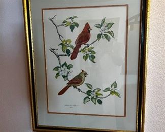 Cardinal Print- The Cardinal - Signed Albert Earl Gilbert 1977	Frame measurements 31 x 25	
