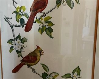 Cardinal Print- The Cardinal - Signed Albert Earl Gilbert 1977	Frame measurements 31 x 25	
