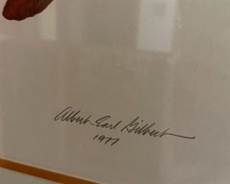 Cardinal Print- The Cardinal - Signed Albert Earl Gilbert 1977	Frame measurements 31 x 25	
