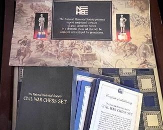 Civil War Pewter Chess Set 1983 Franklin Mint The National Historical Society	Chessboard measurements 13 in x 13 in Figure measurements 2 in	
