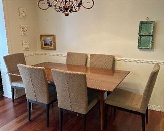 DROP SIDE DINING TABLE, 6 DINING CHAIRS