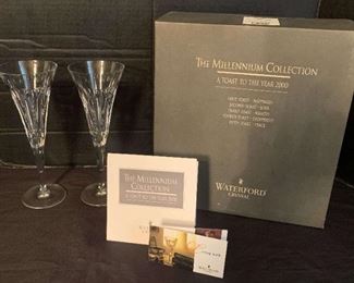 Waterford Crystal Toasting Flutes, The Millennium Collection 5
This lot includes two toasting flutes with paperwork and box. 
