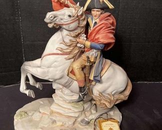 Napoleon Crossing The Alps Signed By Arnart Pucci
This is a porcelain bisque sculpture of Napoleon crossing the Alps on his Arabian Horse Marengo that is 14" high x 12" wide and is signed by Arnart Pucci. No flaws noted.