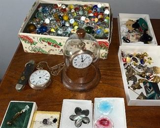 MARBLES, POCKET WATCHES