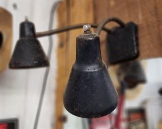 neat old light fixture in garage
