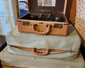 vintage luggage in great condition because of the fabric covers!