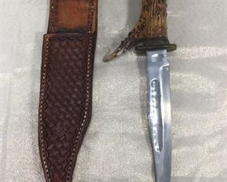 Hand Forged Antler Handle knife