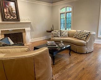 Raw silk, elegant loveseats. Great curves, shape and style. Pleated front and back. Boths sofas are in good condition but do have slight imperfections from general use